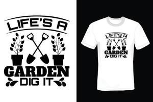 conception de t-shirt de jardin, vintage, typographie vecteur