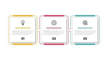 modèle d'infographie d'entreprise. étiquette de conception de ligne mince avec icône et 3 options, étapes ou processus. vecteur