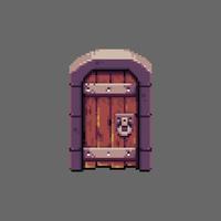 vecteur d'illustration de porte en bois fermé pixel art modifiable pour le développement de jeux, les actifs de jeu, l'affiche, la conception graphique, les actifs de site Web.