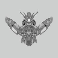 chevalier robot cyborg guerrier noir et blanc dans le fond d'ornements de géométrie sacrée, parfait pour les tatouages vecteur