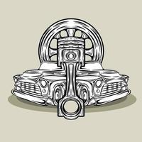 conception automobile de voiture de vecteur avec des pistons vintage