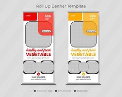roll up banner template with restaurant pull up cover design for business pro download vecteur
