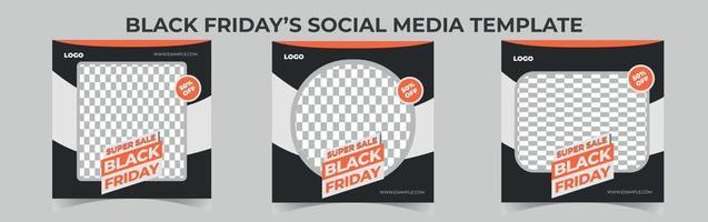 conception de modèle de publication de médias sociaux super vente vendredi noir vecteur