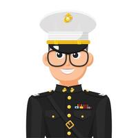 officier de marine américain en vecteur plat simple. icône ou symbole de profil personnel. illustration vectorielle de concept de personnes militaires.