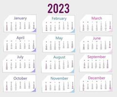 modèle de calendrier annuel 2023 vecteur