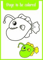 livre de coloriage pour les enfants, poisson mignon vecteur