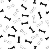 os de chien couleur noire et silhouette d'os isolés sur fond blanc. fond d'écran de chiot vecteur modèle sans couture
