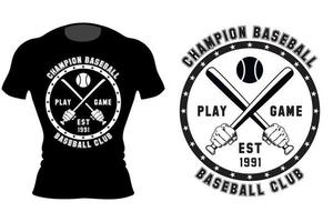 t-shirt vintage typographie baseball vecteur