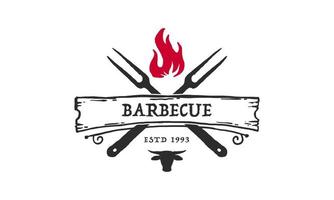 restaurant barbecue - concept de logo minimaliste. logo du barbecue, illustration vectorielle vecteur