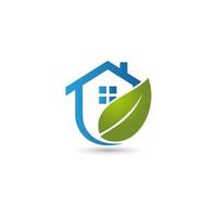 icône de la maison. icône de la maison verte. illustration de conception de vecteur de maison et de feuille. signe simple de la maison.