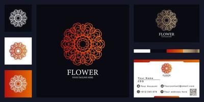 conception de modèle de logo de luxe fleur, boutique ou ornement avec carte de visite. vecteur