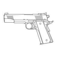 style d'art en ligne d'armes à feu, pistolet de tir, illustration d'arme, ligne vectorielle, illustration d'arme à feu, arme à feu moderne, concept militaire, art en ligne de pistolet pour l'entraînement vecteur