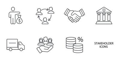 ensemble d'icônes de relation des parties prenantes. relation des parties prenantes pack éléments vectoriels de symboles pour le web infographique vecteur