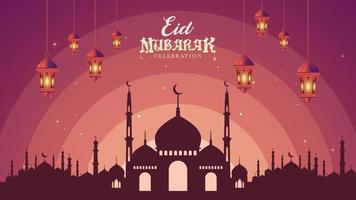 conception de carte de voeux islamique eid mubarak avec de belles lanternes vecteur