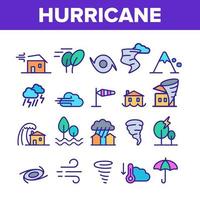 ensemble d'icônes linéaires vectorielles catastrophe naturelle ouragan vecteur