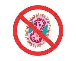 modèle de virus monkeypox dans le cercle d'interdiction. mesures de prévention contre la propagation des maladies. soins de santé et concept médical. illustration vectorielle. vecteur