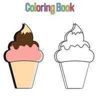 livre de coloriage. glace de dessin animé pour les pages de coloriage d'activité d'enfants. illustration vectorielle vecteur