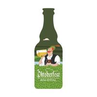 une bouteille de bière. illustration colorée de vecteur. fête de la bière, oktoberfest. vecteur