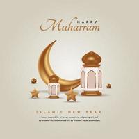 joyeux muharram carte de voeux réaliste vecteur