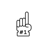 icône de gant en mousse numéro 1. style de contour simple. fan logo main avec le doigt vers le haut. illustration de vecteur de ligne mince isolée sur fond blanc. ep 10.