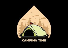 conception de badge illustration camping tente dôme vecteur