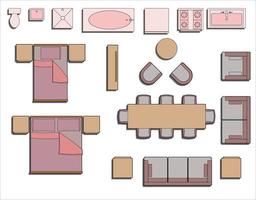 ensemble de mobilier d'intérieur pour plans d'étage vecteur