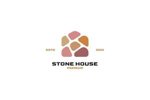 maison en pierre plate logo vecteur icône illustration idée