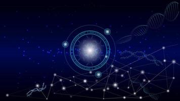 molécules d'adn pour interface hi-tec, technologie de communication abstraite et ligne et points, illustration vectorielle vecteur