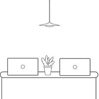 espace de bureau noir et blanc pour travailler ou étudier. intérieur de la maison. illustration vectorielle. vecteur