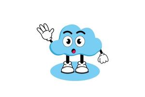personnage de dessin animé de vecteur d'illustration de nuage de mascotte mignon avec pose