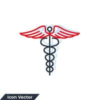 médecine et soins de santé icône logo illustration vectorielle. modèle de symbole de glyphe de caducée pour la collection de conception graphique et web vecteur