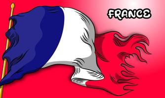 drapeau de vecteur de france dessiné à la main