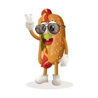 mascotte de hot-dog mignon vecteur