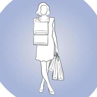 shopping conception de contour féminin. vecteur