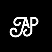 création de logo de lettre ap sur fond noir. ap concept de logo de lettre initiales créatives. conception de lettre p. conception de lettre ap blanc sur fond noir. ap, ap logo vecteur