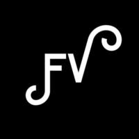 création de logo de lettre fv sur fond noir. concept de logo de lettre initiales créatives fv. conception de lettre fv. fv lettre blanche sur fond noir. fv, logo fv vecteur