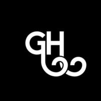 création de logo de lettre gh sur fond noir. concept de logo de lettre initiales créatives gh. conception de lettre gh. gh conception de lettre blanche sur fond noir. gh, gh logo vecteur