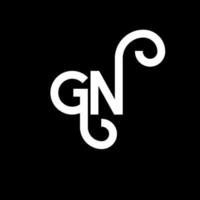 création de logo de lettre gn sur fond noir. concept de logo de lettre initiales créatives gn. conception de lettre gn. conception de lettre blanche gn sur fond noir. gn, gn logo vecteur