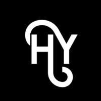 création de logo de lettre hy sur fond noir. hy concept de logo de lettre initiales créatives. hy conception de lettre. hy conception de lettre blanche sur fond noir. salut, salut logo vecteur