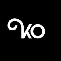 création de logo de lettre ko sur fond noir. ko concept de logo de lettre initiales créatives. conception de lettre ko. ko lettre blanche sur fond noir. ko, ko logo vecteur