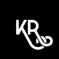 création de logo de lettre kr sur fond noir. kr concept de logo de lettre initiales créatives. conception de lettre kr. kr conception de lettre blanche sur fond noir. kr, kr logo vecteur