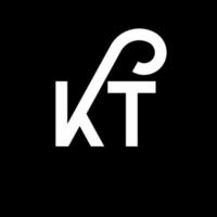 création de logo de lettre kt sur fond noir. concept de logo de lettre initiales créatives kt. conception de lettre kt. conception de lettre blanche kt sur fond noir. kt, kt logo vecteur