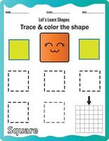 apprendre les formes, la feuille de travail préscolaire ou maternelle pour pratiquer la motricité. tracer des lignes pointillées. mathématiques imprimables éducatives. vecteur