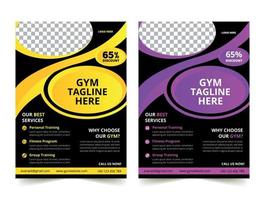 business gym fitness flyer conception de couleur jaune et violet conception de modèle d'entreprise pour le rapport annuel entreprise dépliant couverture vecteur gratuit