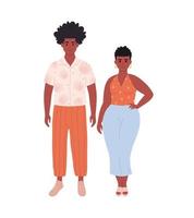 jeune couple moderne de femme et homme afro-américain en tenue décontractée. look élégant à la mode vecteur