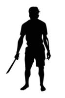 zombie avec vecteur de silhouette de couteau sur fond blanc, fantôme ou diable le jour de l'halloween.