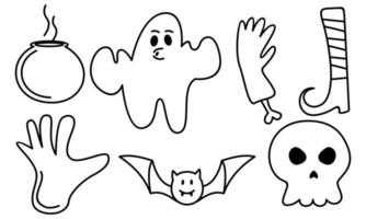 éléments graphiques pour le vecteur de doodle halloween. fond de carte joyeux halloween