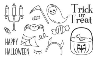 éléments graphiques pour le vecteur de doodle halloween. fond de carte joyeux halloween