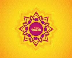 festival de diwali vacances de rangoli indien. couleur violet mandala sur fond jaune vecteur