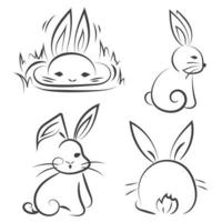 conception de personnage de dessin de lapin mignon pour les enfants ou la carte de pâques vecteur
